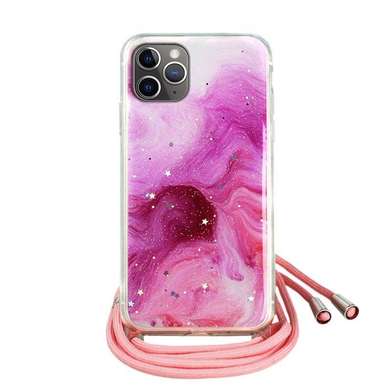 Glitter Cord Case με Κορδόνι Back Case (iPhone 11 Pro) pink