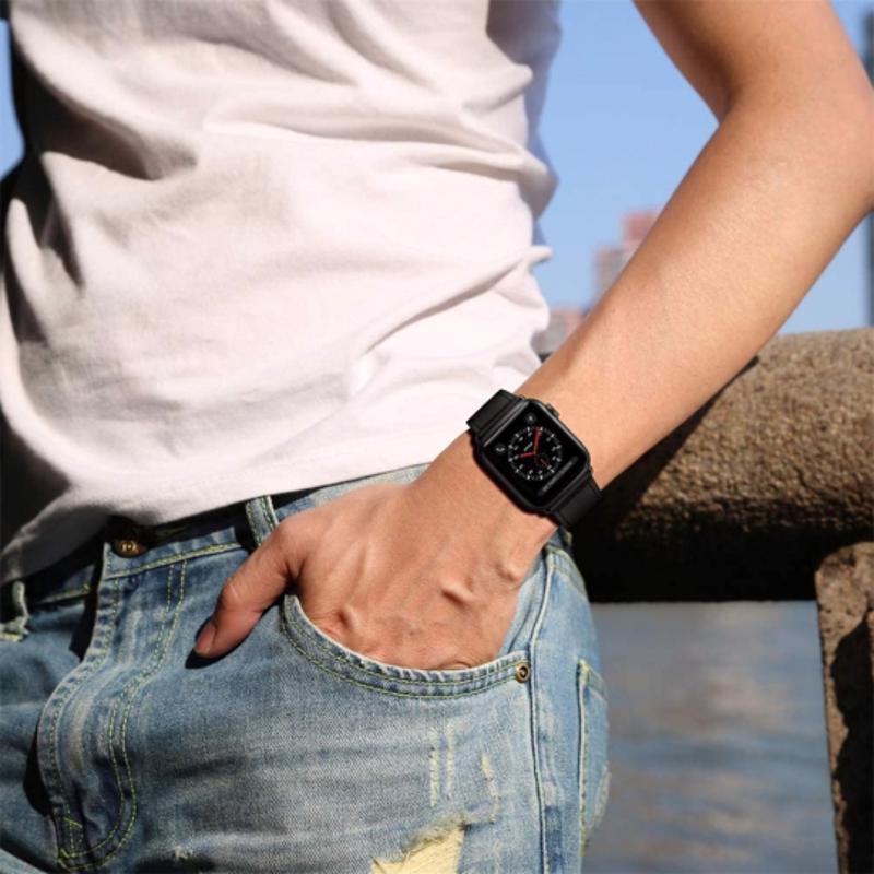 Tech-Protect LeatherFIT Λουράκι Δερμάτινο (Apple Watch 2 / 3 / 4 / 5 / 6 / SE) (42/44mm) black