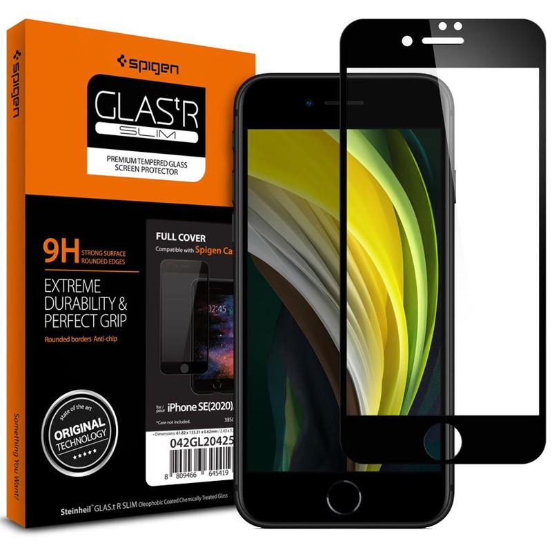 Spigen® GLAS.tR™ Oleophobic Slim HD Tempered Glass Full Cover AGL01314 (iPhone SE 2 / 8 / 7) black