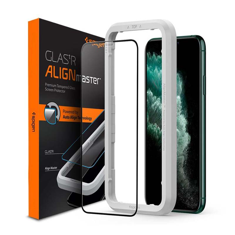 Spigen® GLAS.tR™ ALIGNmaster™ Full Face Tempered (iPhone 11 Pro Max) black