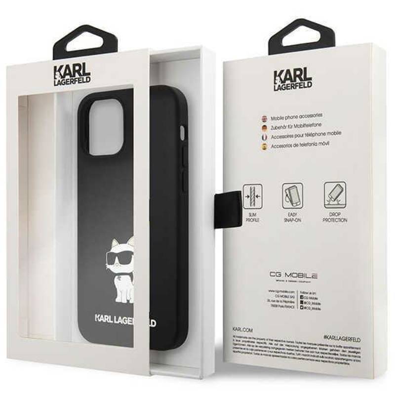 Karl Lagerfeld® Choupette NFT Logo Silicone Case Cover (iPhone 12 / 12 Pro) black-black