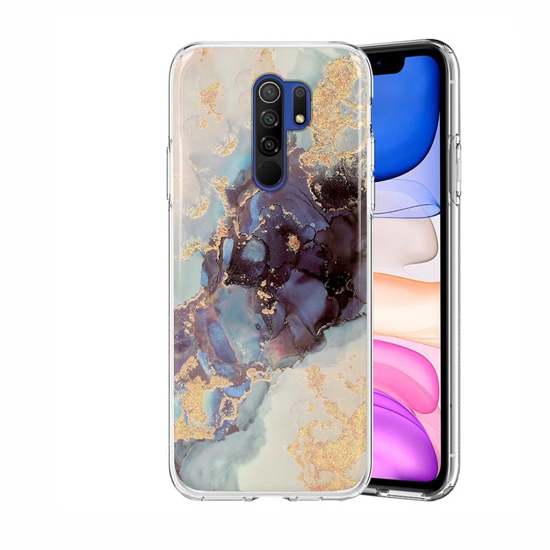 Marble Glitter Case Back Cover (Xiaomi Redmi 9) design 3 gold
