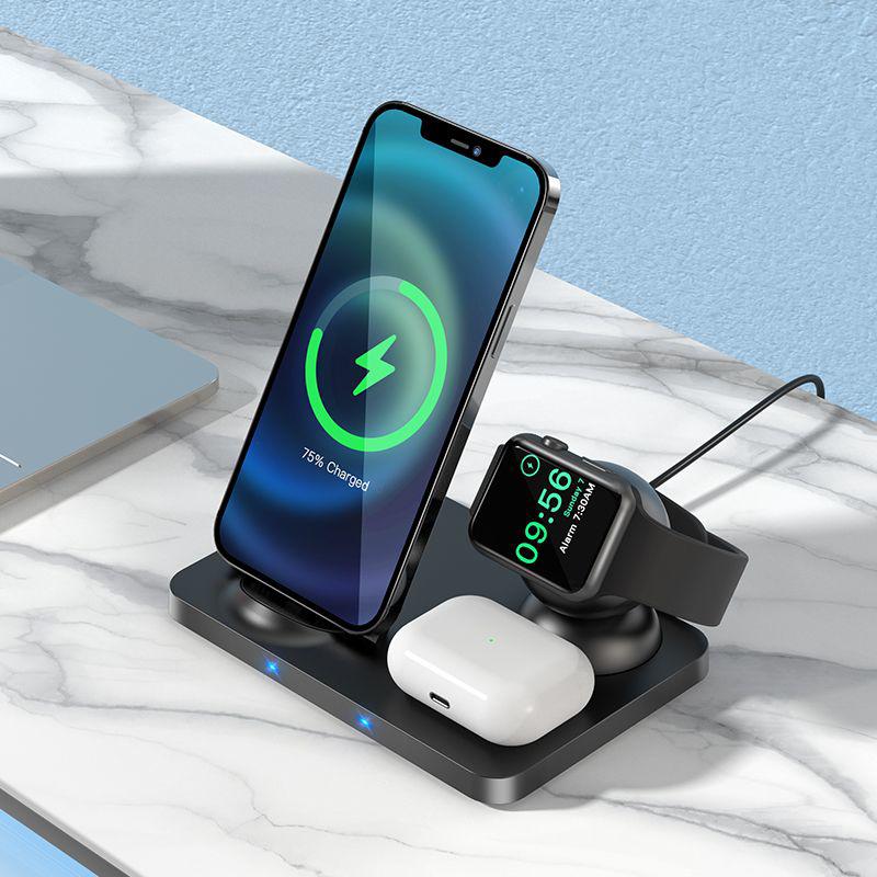 Hoco CW33 3in1 Wireless Charger 15W (black)
