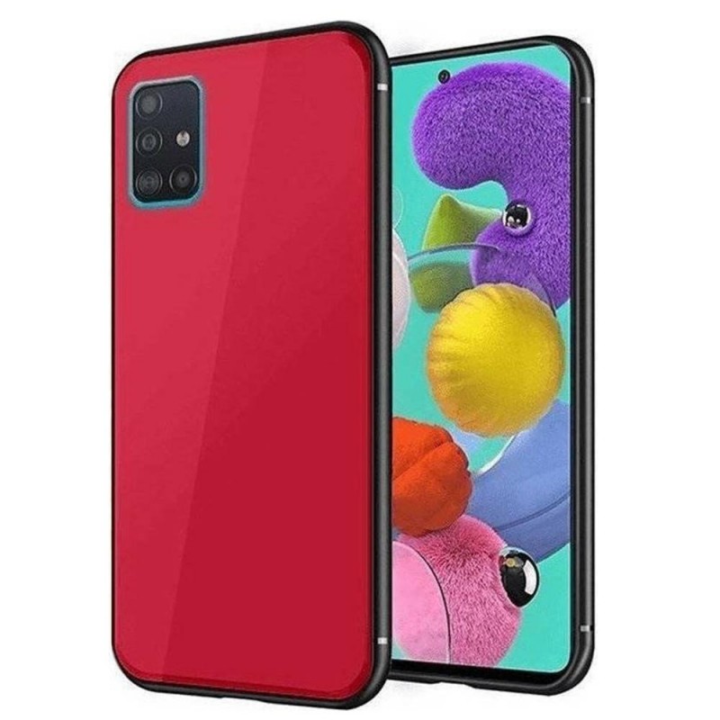 Tempered Glass Case Back Cover (Samsung Galaxy A41) red