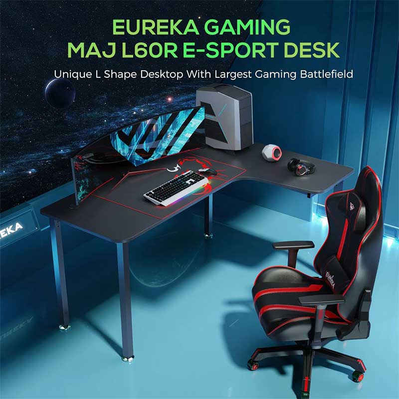 Gaming Desk Γραφείο Eureka Ergonomic® ERK-CD-L01R-60B-V2