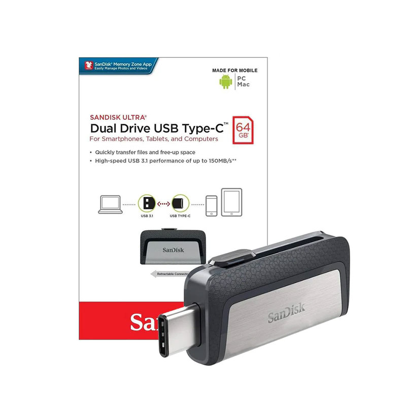 SanDisk Ultra Dual PenDrive 150MB/s Type-C 64GB USB 3.1