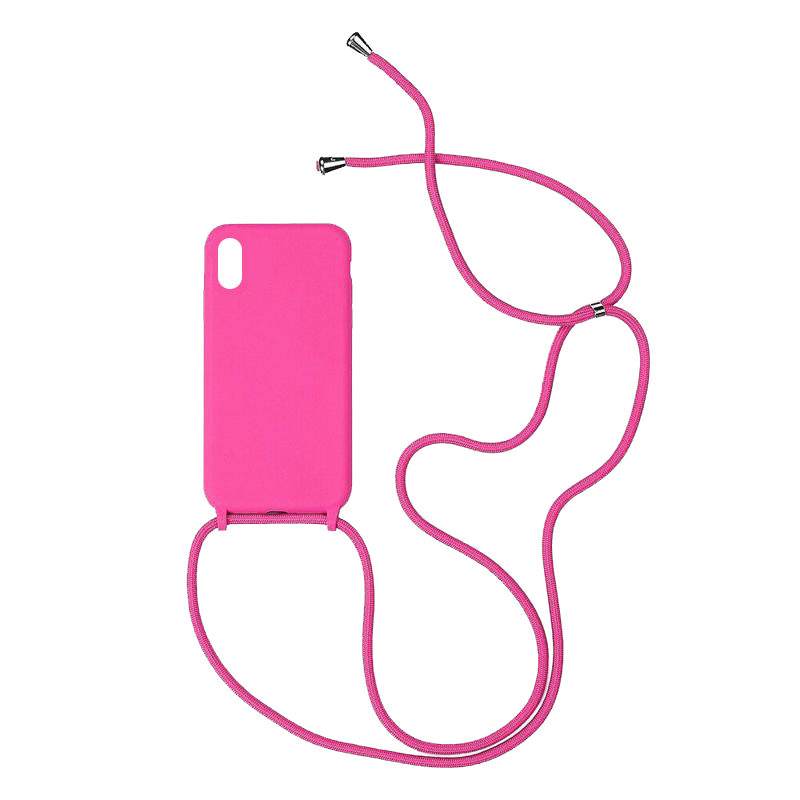 Colored Silicone Cord Case με Κορδόνι Back Cover (iPhone X / XS) pink