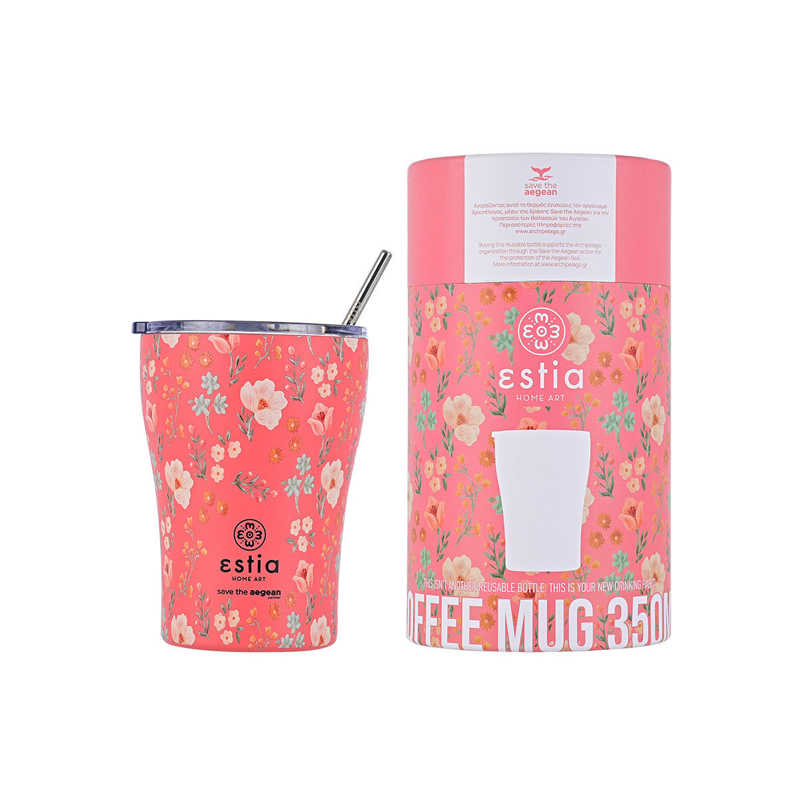 Estia Coffee Mug 350ml Save Τhe Aegean (Bouquet Coral)