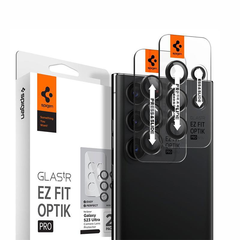 Spigen® Optik.Tr ”Ez Fit” Camera Protector 2-Pack (Samsung Galaxy S23 Ultra) black