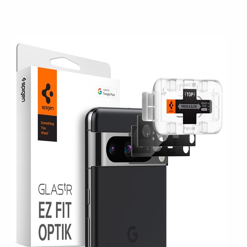 Spigen® Optik.Tr ”Ez Fit” Camera Protector 2-Pack (Google Pixel 8) black