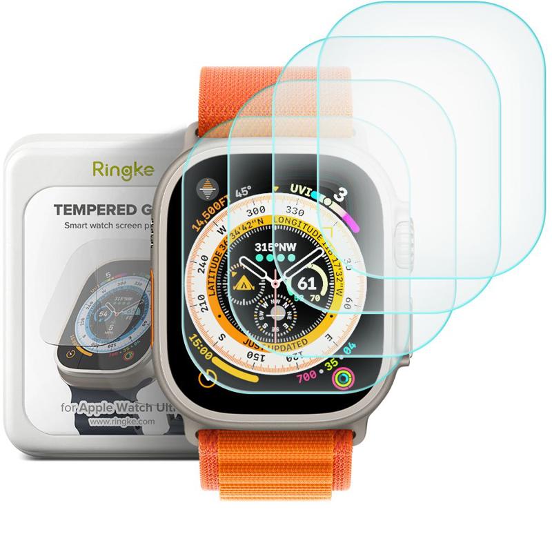 Ringke Invisible Defender Full Cover Tempered Glass 4-Pack (Apple Watch Ultra 1 / 2) (49 mm) clear