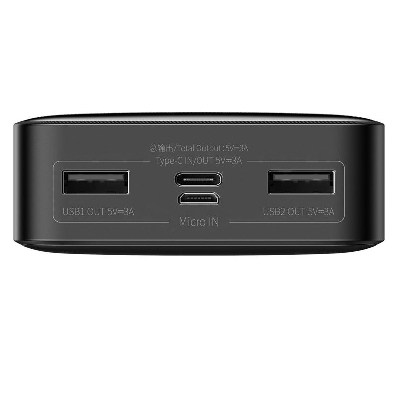 Baseus Bipow Power Bank 20000mAh 15W USB / Type-C με Micro USB Καλώδιο 0.25m (PPBD050101) black