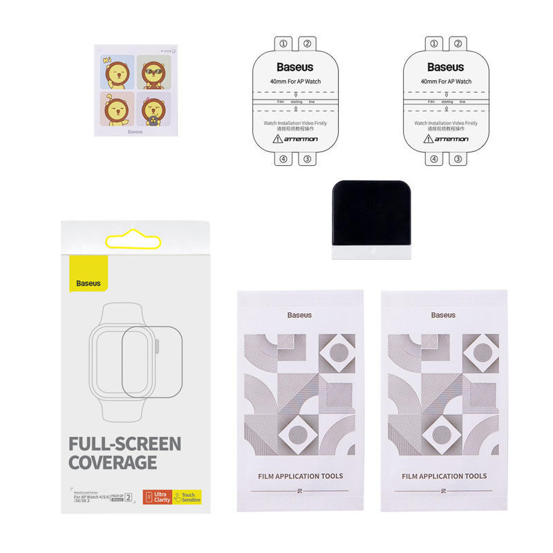 Baseus NanoCrystal 2x Protective Film + mounting kit (Apple Watch 4/5/6/SE/SE 2) (40mm) clear