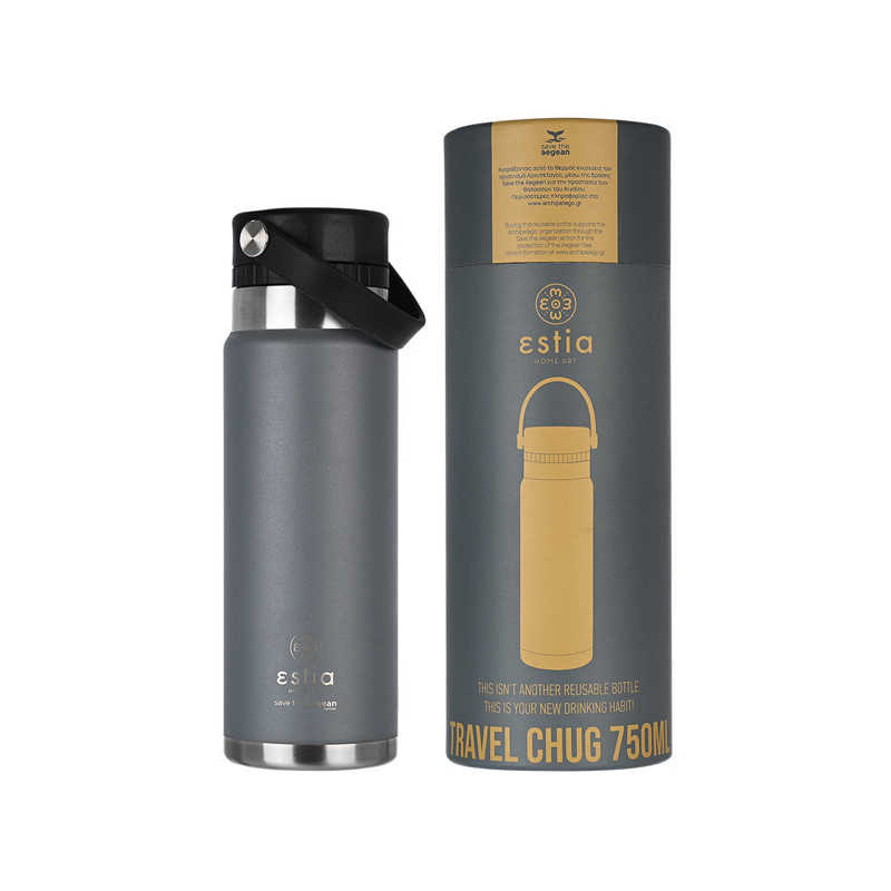 Estia Θερμός Travel Chug 750ml Save Τhe Aegean (Fjord Grey)