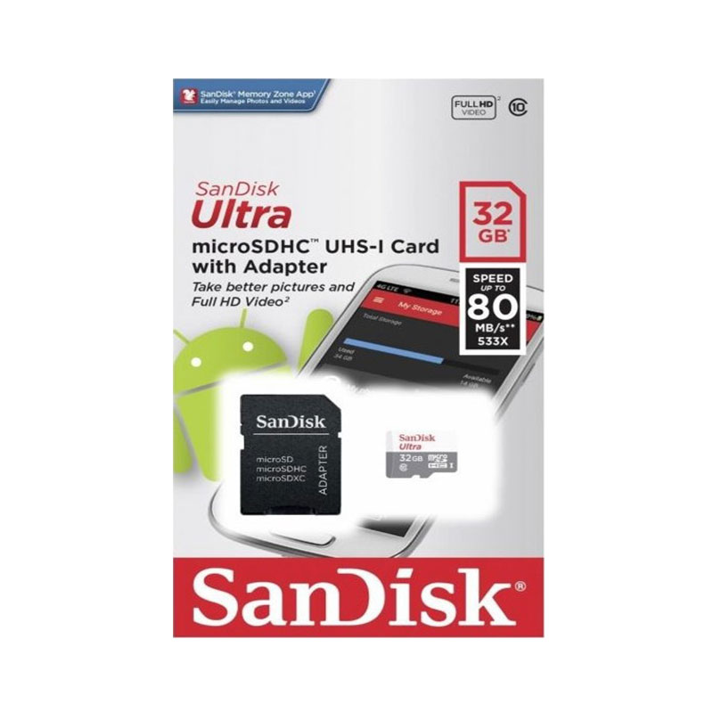 Sandisk Ultra MicroSDHC 32 GB 80MB/s C10 UHS-I