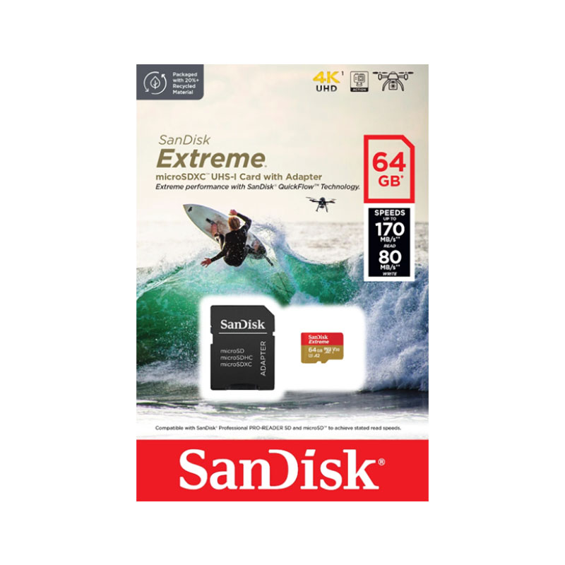 Sandisk Extreme A2 MicroSDXC 64 GB 170-80 MB/s C10 V30 U3