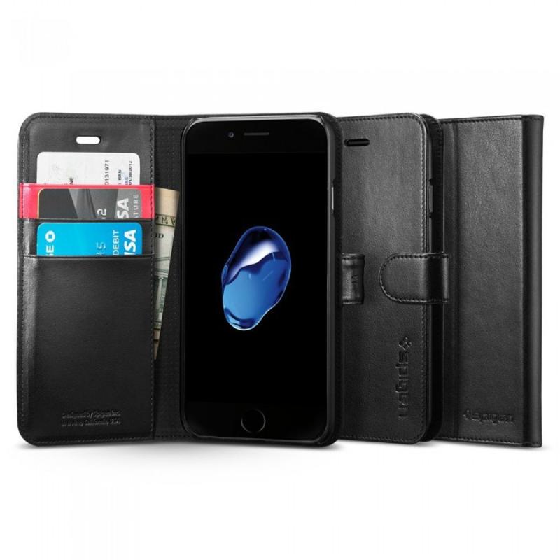 Spigen® Wallet S™ Leather Book Cover Case 043CS20543 (iPhone 8 Plus / 7 Plus) black