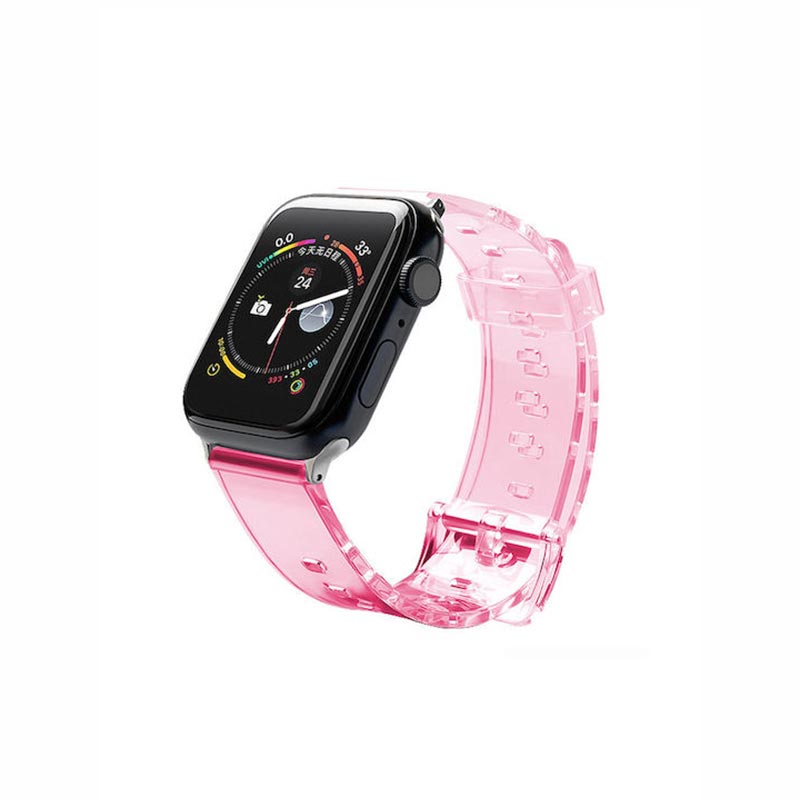 Semi-Multicolor Band Silicone Λουράκι (Apple Watch All Models) (42/44/45/49mm) διάφανο/red