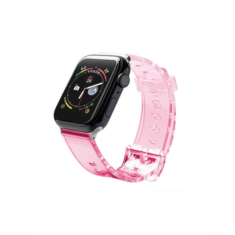 Semi-Multicolor Band Silicone Λουράκι (Apple Watch All Models) (38/40/41mm) διάφανο/red