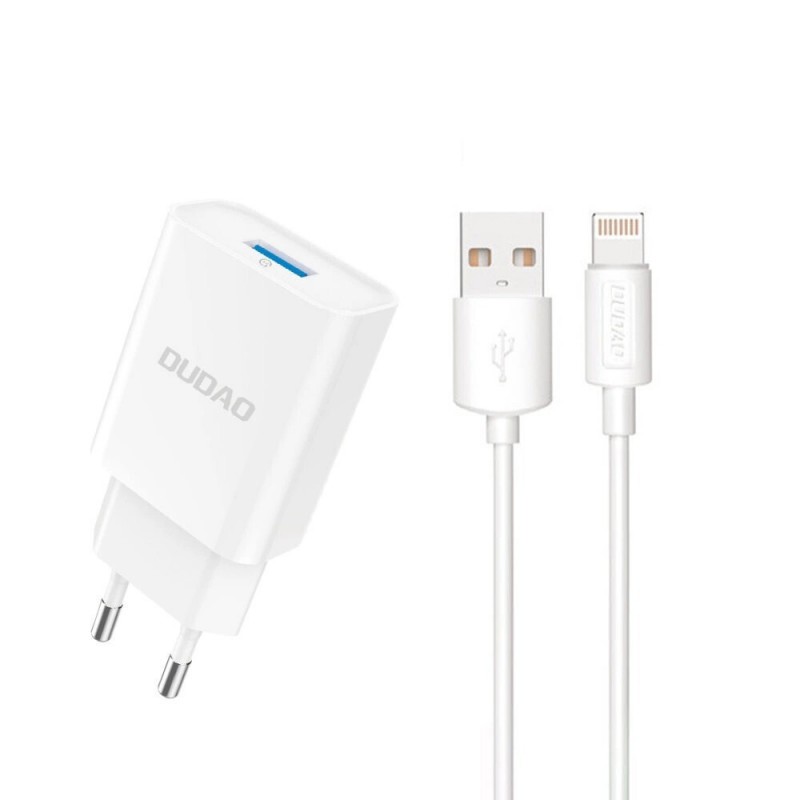 Dudao A4EU 2.1A USB Wall Charger + Lightning Cable (white)