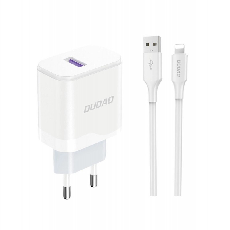 Dudao A20EU 18W USB Wall Charger + Lightning Cable (white)