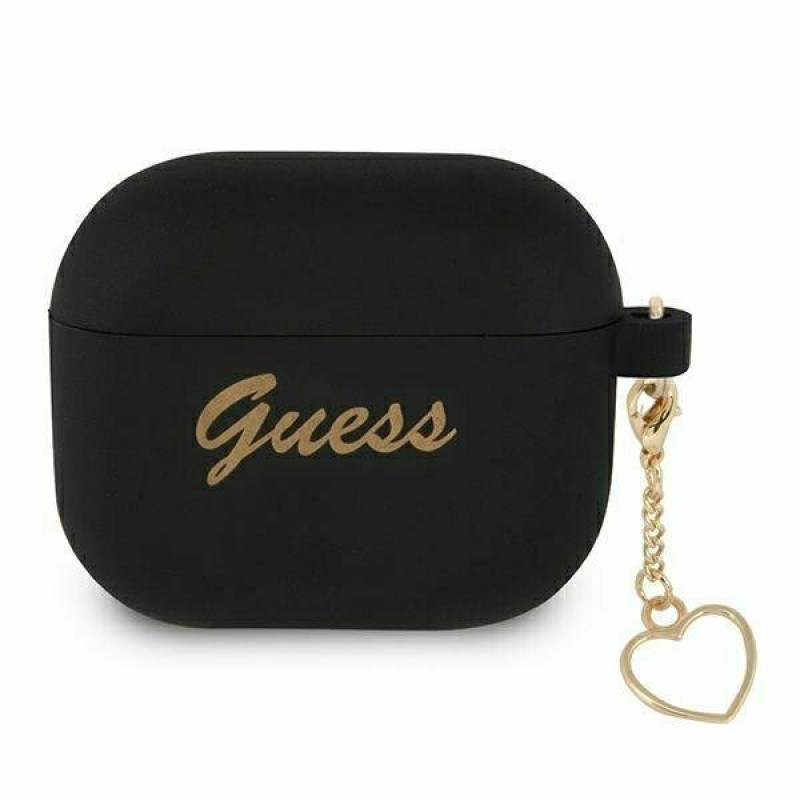 Guess Silicone Charm Heart Collection GUA3LSCHSK Case (Apple AirPods 3) black