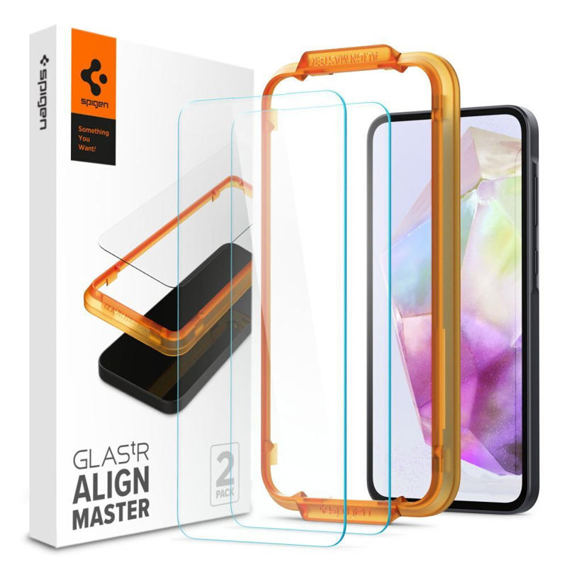 Spigen® GLAS.tR™ ALIGNmaster™ Slim (x2Pack) Full Face Tempered (Samsung Galaxy A35 5G) clear