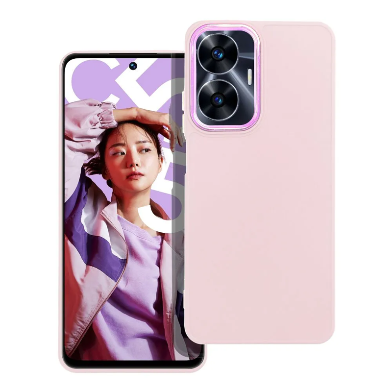 Frame TPU Thin Back Cover Case (Realme C55) powder pink