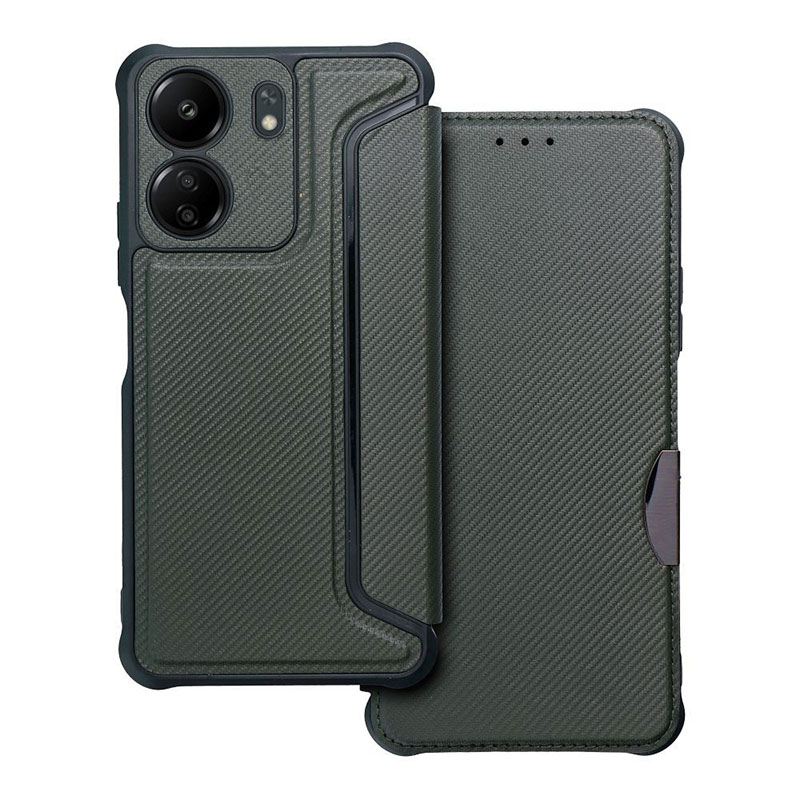 Forcell Razor Carbon Book Cover Case (Xiaomi Redmi 13C / Poco C65) dark green