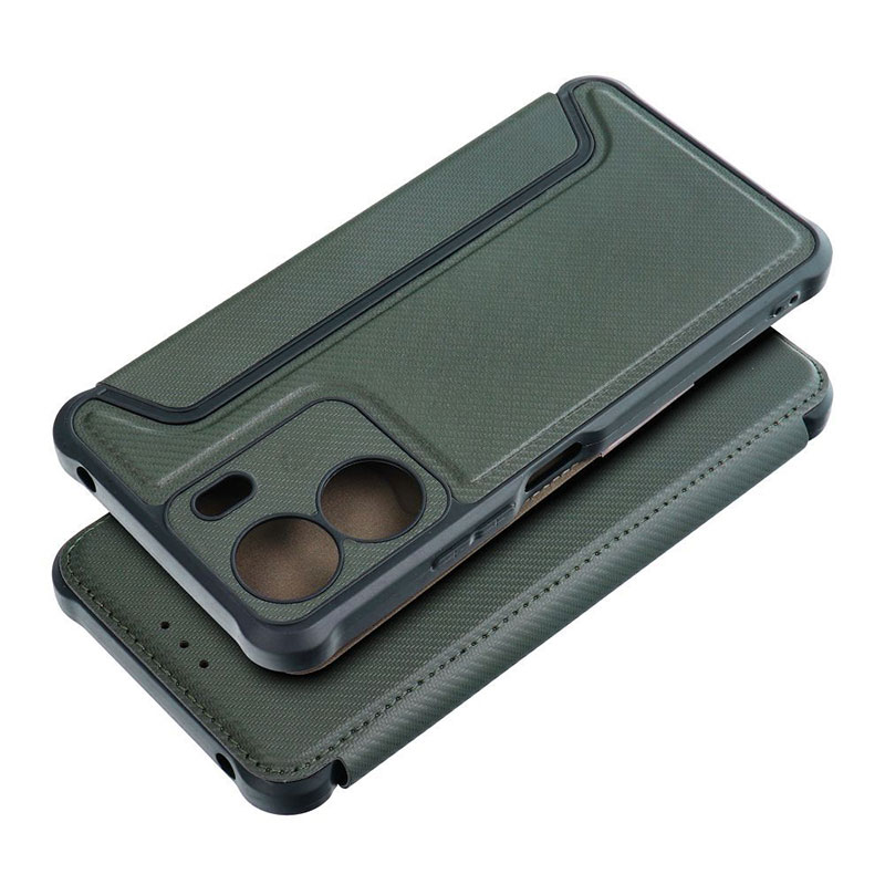 Forcell Razor Carbon Book Cover Case (Xiaomi Redmi 13C / Poco C65) dark green