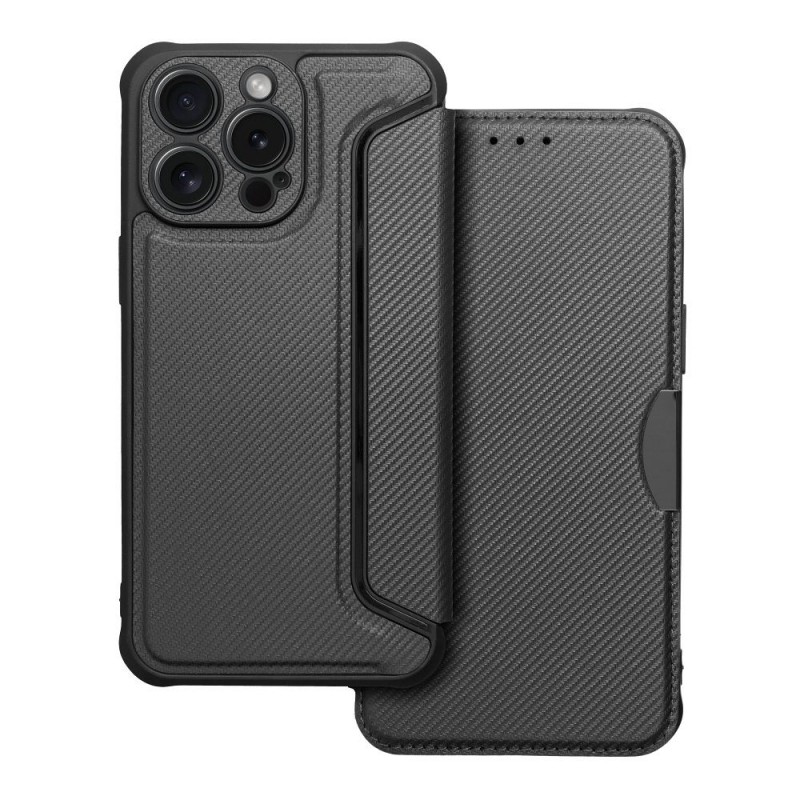 Forcell Razor Carbon Book Cover Case (iPhone 15 Pro Max) black