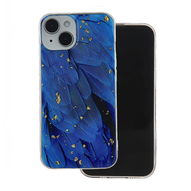 Gold Glam Back Cover Case (iPhone 15 Pro) blue