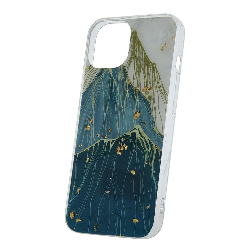 Gold Glam Back Cover Case (iPhone 15) mountain