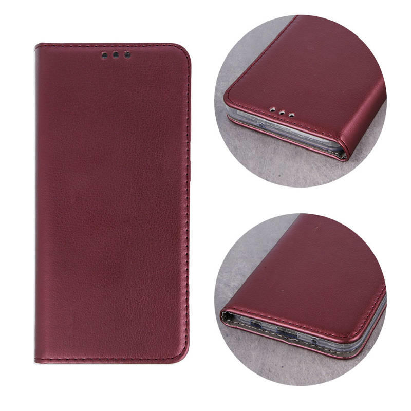 Smart Magnetic Leather Book Cover (Motorola Moto G84) burgundy