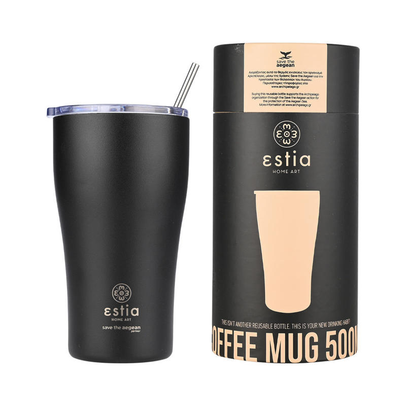 Estia Coffee Mug 500ml Save Τhe Aegean (Midnight Black)