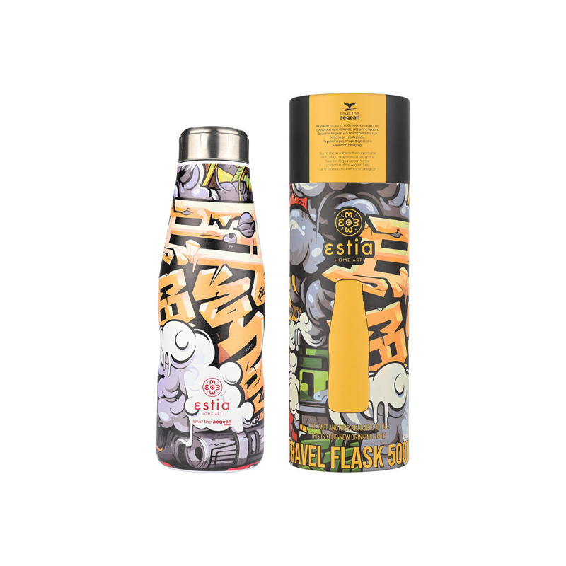 Estia Travel Flask 500ml Save Τhe Aegean (Graffiti Rhythm)