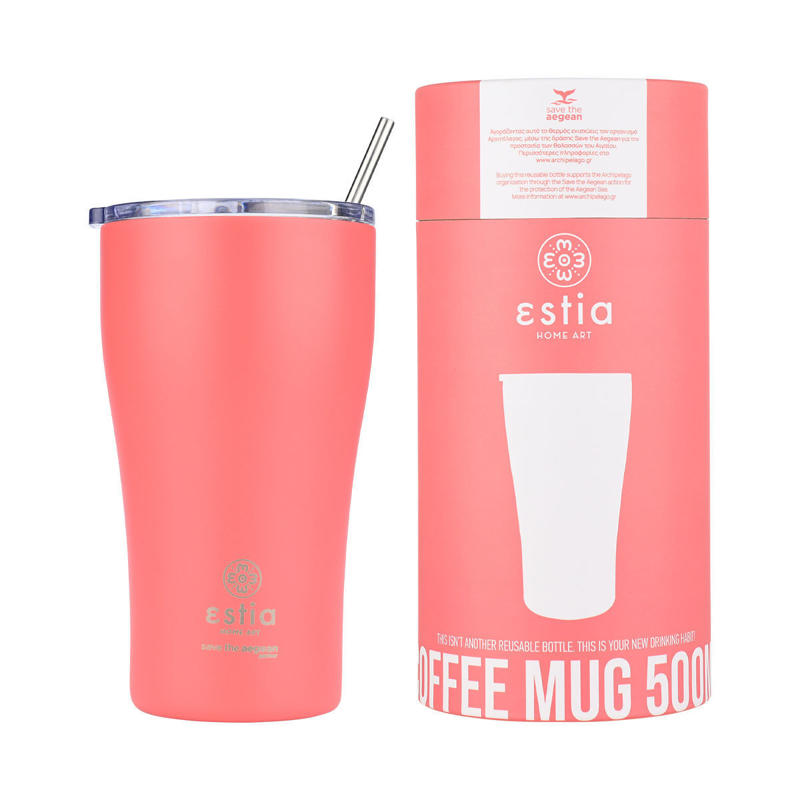 Estia Coffee Mug 500ml Save Τhe Aegean (Fusion Coral)