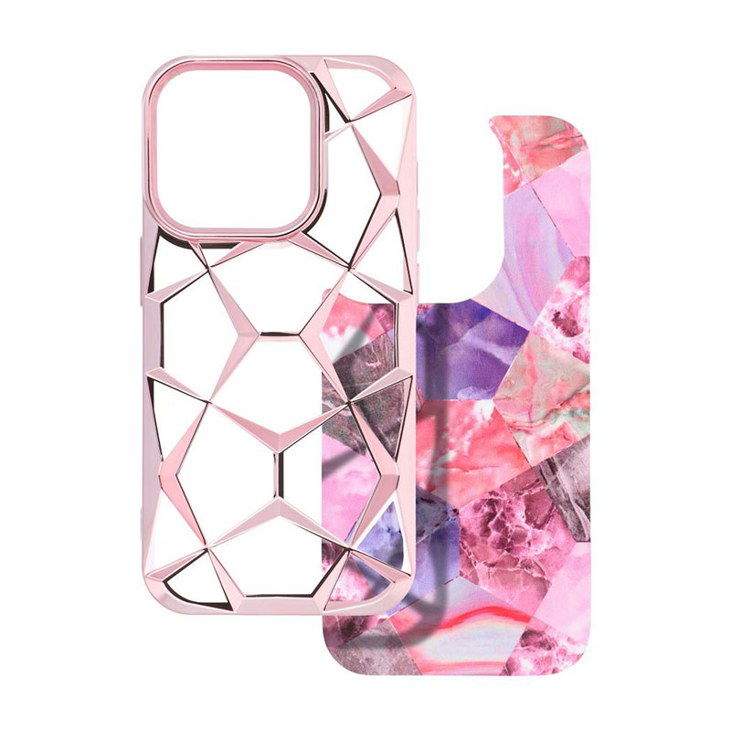 Twinki Hybrid Marble Back Cover Case (iPhone 13 Pro) pink