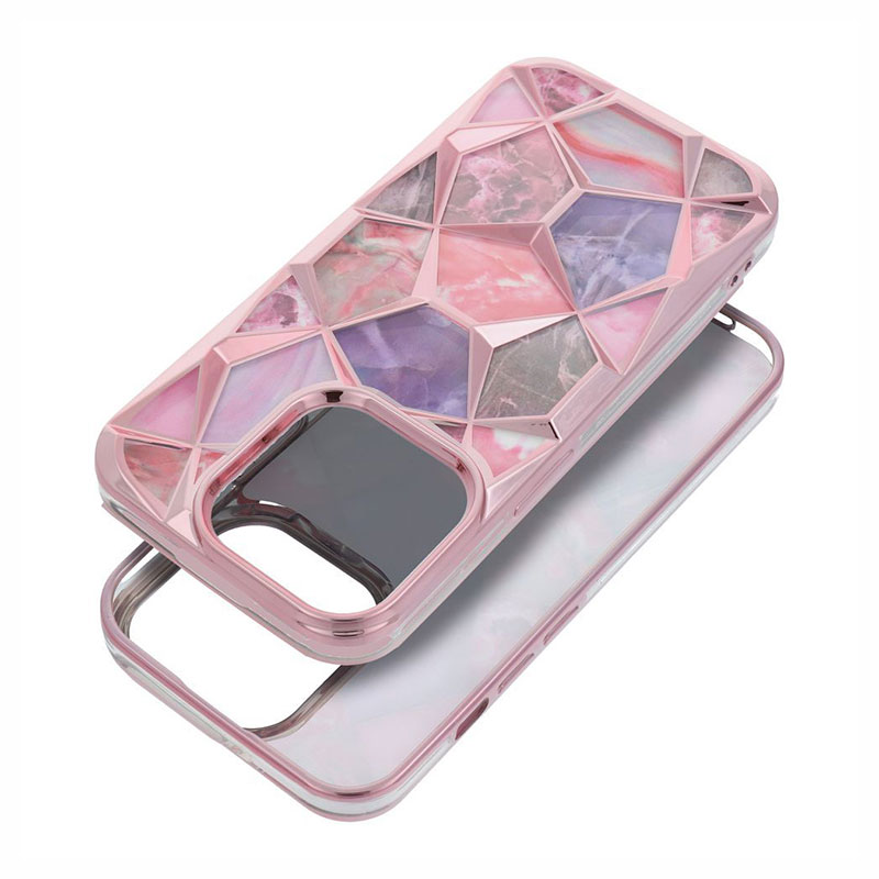 Twinki Hybrid Marble Back Cover Case (iPhone 13 Pro) pink