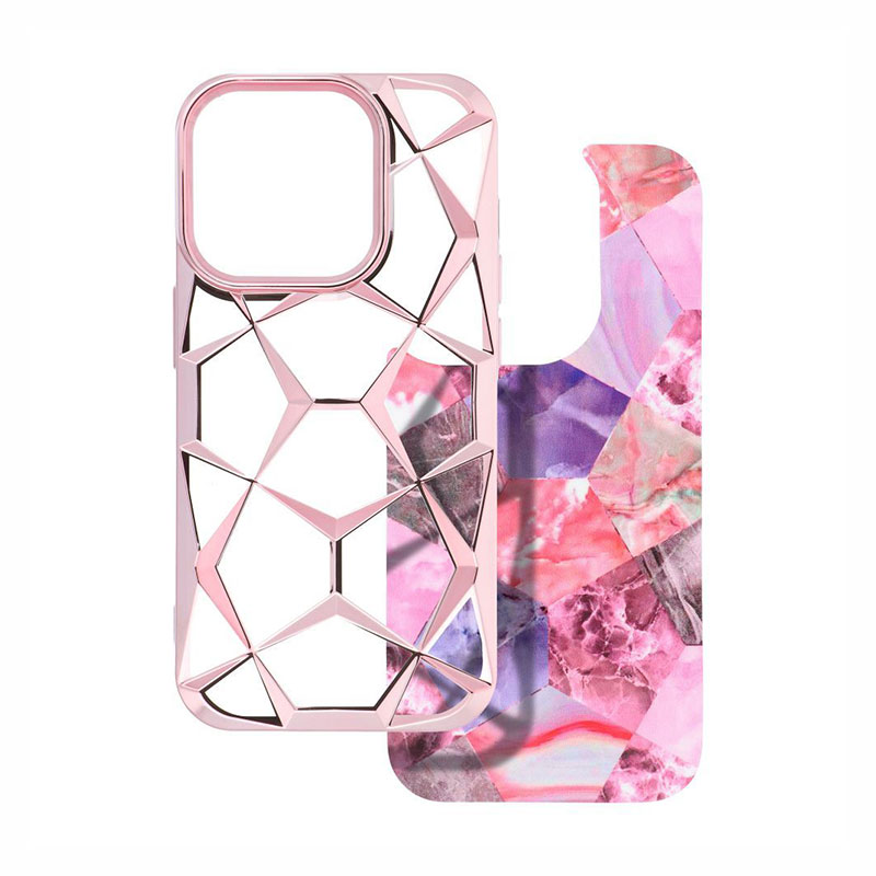 Twinki Hybrid Marble Back Cover Case (iPhone 14 Pro) pink