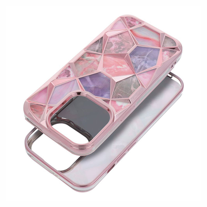 Twinki Hybrid Marble Back Cover Case (iPhone 14 Pro) pink