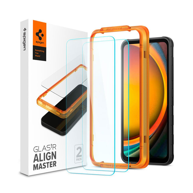 Spigen® GLAS.tR™ ALIGNmaster™ Slim (x2Pack) Full Face Tempered (Samsung Galaxy XCover 7) clear