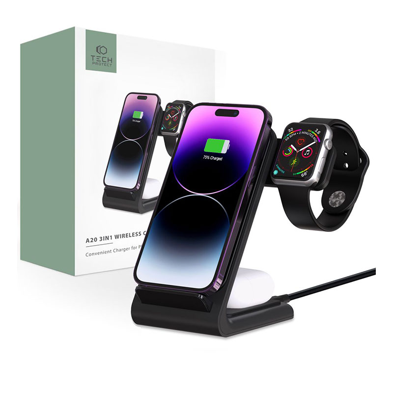 Tech-Protect A20 3in1 Qi15W Wireless Charger Ασύρματος Φορτιστής (black)