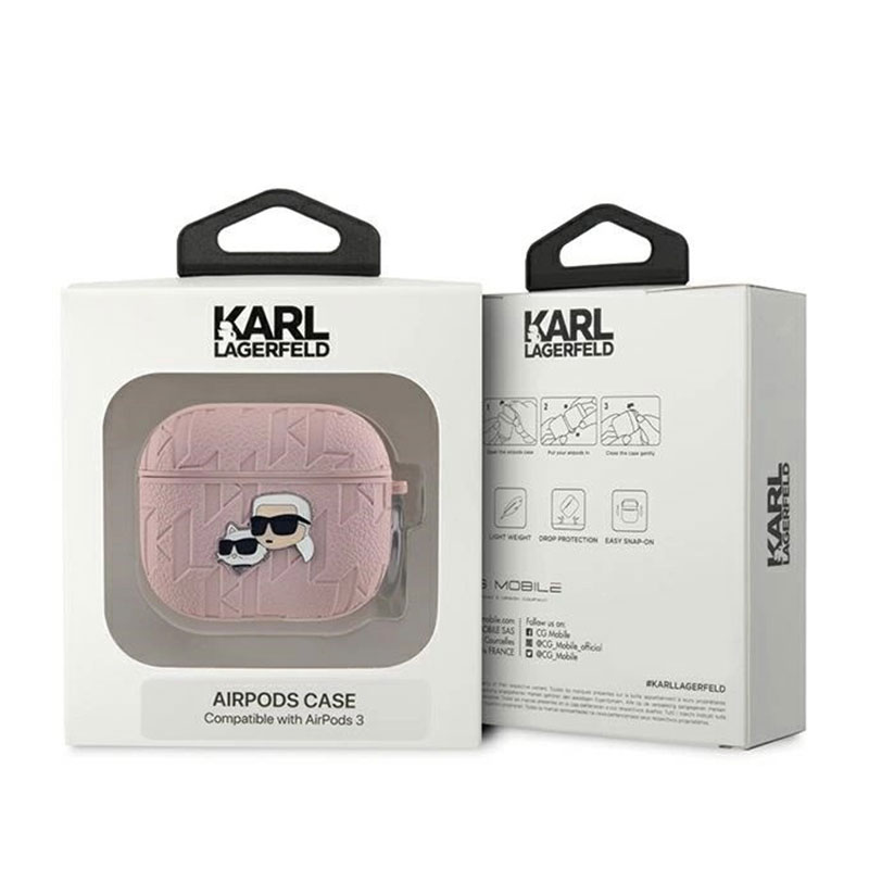 Karl Lagerfeld® Monogram Karl & Choupette Case (Apple AirPods 3) pink