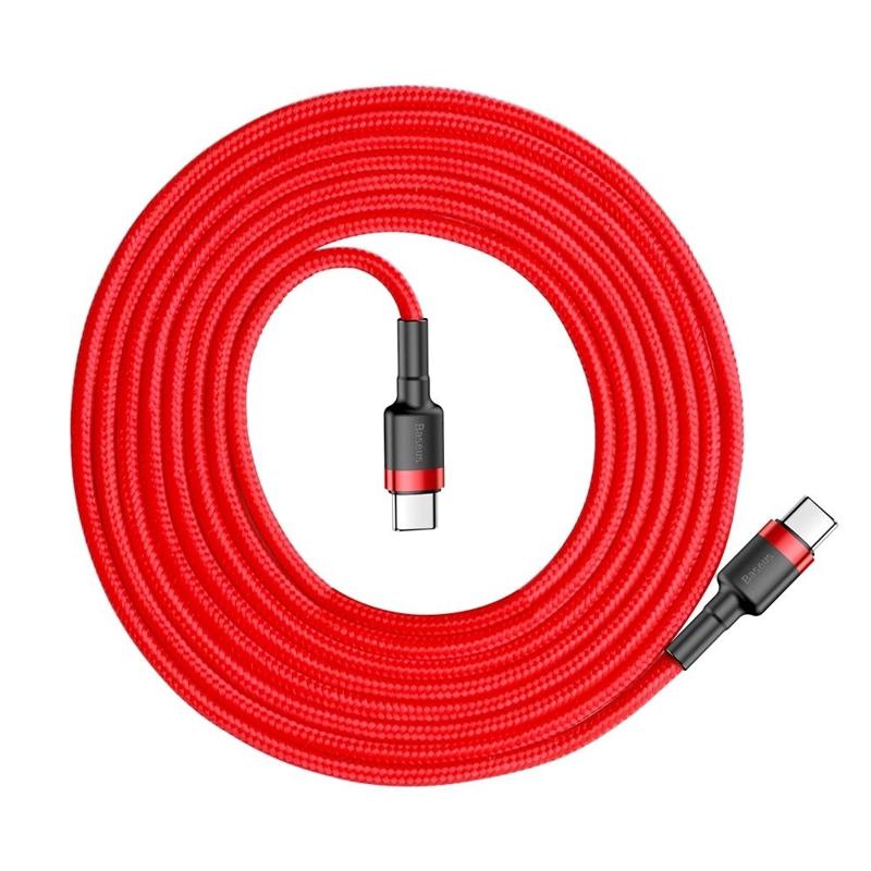 Baseus Cafule Cable Braided Type-C / Type-C 60W QC3.0 2M (CATKLF-H09) red