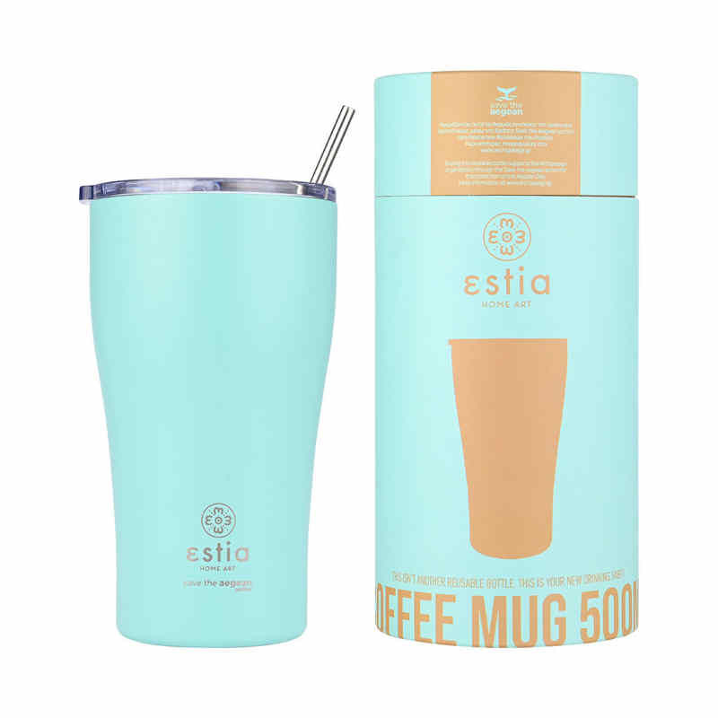 Estia Coffee Mug 500ml Save Τhe Aegean (Bermuda Green)