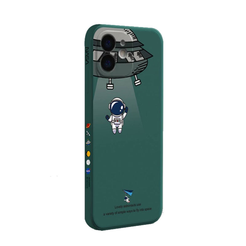 Astronaut Nasa Silicone Back Cover (iPhone 14) dark green