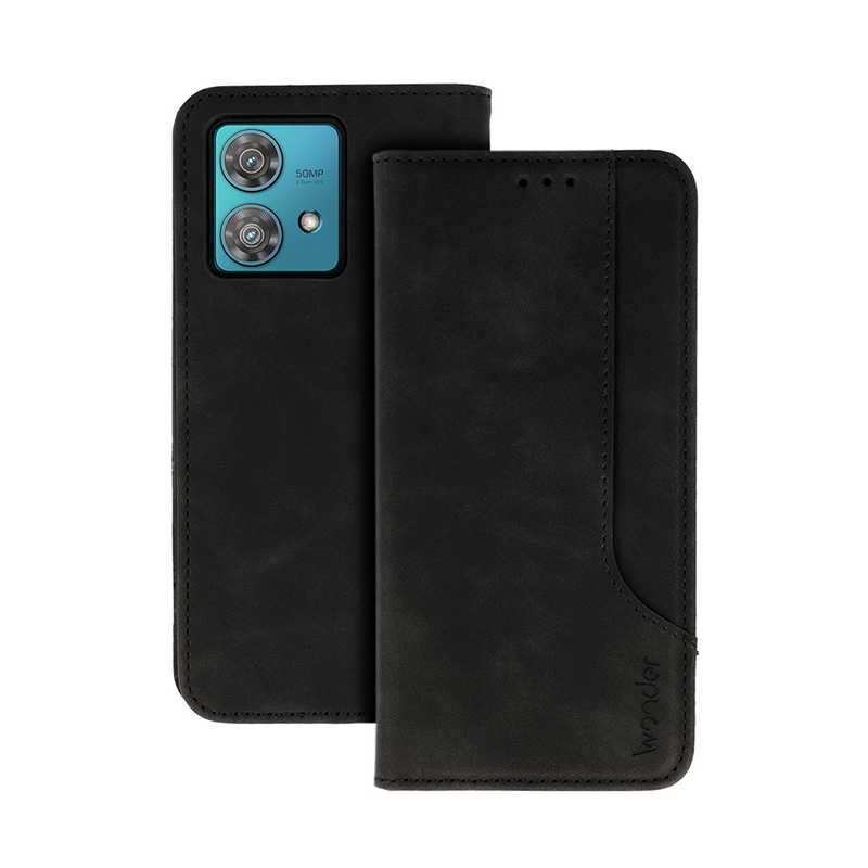 Wonder Prime PU Leather Book Case (Motorola Edge 40 Neo) black