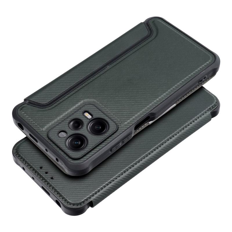 Forcell Razor Carbon Book Cover Case (Xiaomi Poco X5 Pro 5G / Redmi Note 12 Pro 5G) dark green