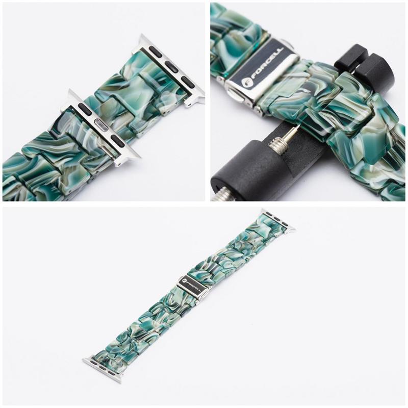 Forcell FA04 Marble Resin Stainless Λουράκι (Apple Watch All Models) (42/44/45/49mm) green